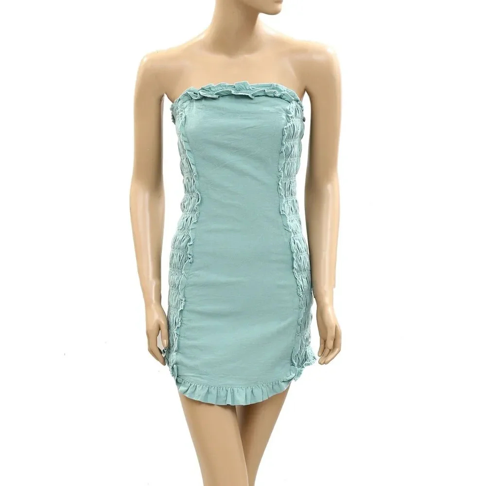 Free People Free-Est My Muse Mini Tube Dress Bodycon Smocked Cotton S NWT 285842 - Picture 6 of 8